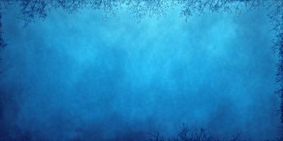 The primary subject of the image is a blue sky with a few trees in the background. The setting appears to be a cloudy day, and the visual style is a combination of a photo and a drawing. The dominant colors are blue and gray, creating a calm and serene atmosphere.