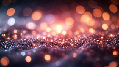 The primary subject of the image is a close-up of a brightly lit, colorful, and shiny surface. The setting appears to be a dark background, which contrasts with the vibrant colors of the surface. The visual style of the image is a combination of a photo and digital art, creating a unique and eye-catching effect. The colors and mood of the image are predominantly warm and lively, with the bright lights and shiny surface evoking a sense of energy and excitement.