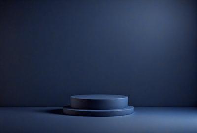 The primary subject of the image is a blue circle, which is the main object, scene, or focus of the image. The setting or background is a dark blue wall, and the visual style appears to be a photo. The colors and mood of the image are predominantly dark and moody, with the blue circle standing out against the dark blue wall.