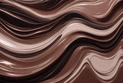 The primary subject of the image is a close-up of a chocolate-colored pattern, which appears to be a textured surface or a piece of art. The setting is a dark background, which contrasts with the chocolate-colored pattern. The visual style is a close-up, which emphasizes the intricate details of the pattern. The colors and mood of the image are predominantly dark and moody, with the chocolate-colored pattern serving as the focal point.