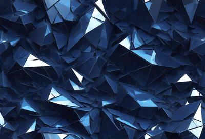 The primary subject of the image is a blue, geometric pattern. The setting is a blue background, and the visual style appears to be a digital art or illustration. The dominant colors are blue and black, creating a modern and sophisticated atmosphere.