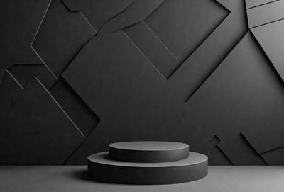 The primary subject of the image is a black and white photo of a square platform with a black top. The setting is a black and white background, which gives the image a classic and timeless appearance. The visual style is a black and white photo, which adds a sense of depth and contrast to the image. The colors and mood of the image are predominantly black and white, creating a sense of simplicity and elegance.