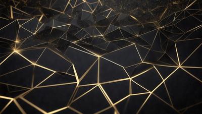 The primary subject of the image is a close-up of a gold pattern or design, which appears to be a part of a larger structure or surface. The setting is a dark background, which contrasts with the gold pattern. The visual style of the image is a combination of photo and digital art, as it captures the intricate details of the gold pattern. The colors and mood of the image are predominantly gold and dark, creating a sense of depth and contrast.