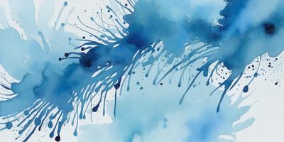The primary subject of the image is a blue and white painting of a waterfall. The setting is a blue background, and the visual style appears to be a digital art or illustration. The dominant colors are blue and white, creating a serene and calming atmosphere.