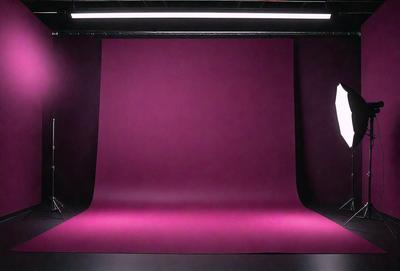 The primary subject of the image is a large pink background, which is likely used for photography or filming purposes. The setting is a studio or a room with a purple background, which creates a unique and eye-catching visual effect. The visual style of the image is a close-up of the pink background, showcasing its vibrant color and texture. The colors and mood of the image are predominantly pink, creating a warm and inviting atmosphere.