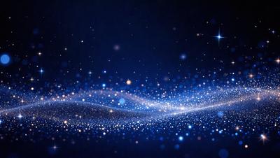 The primary subject of the image is a blue background with a pattern of bright, shining stars. The setting appears to be a night sky, with the stars creating a sense of depth and dimension. The visual style of the image is a combination of a photo and digital art, as it captures the beauty of the night sky while also showcasing the intricate pattern of the stars. The colors and mood of the image are predominantly blue, with the stars adding a touch of warmth and brightness to the overall atmosphere.