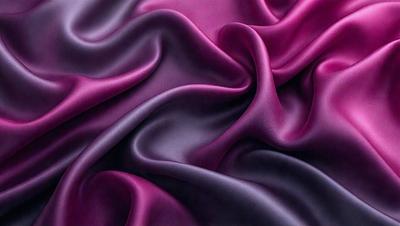 The primary subject of the image is a purple fabric with a wrinkled texture. The setting is a close-up of the fabric, showcasing its unique pattern and texture. The visual style is a detailed, up-close view of the purple fabric. The colors and mood of the image are predominantly purple, creating a sense of elegance and sophistication.