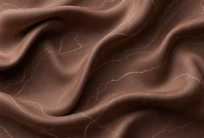 The primary subject of the image is a brown fabric, possibly a piece of leather or a textured material. The setting is a close-up view of the fabric, showcasing its texture and details. The visual style is a realistic representation of the fabric, with no indication of digital art or illustration. The colors and mood of the image are predominantly brown, giving it a warm and natural appearance.