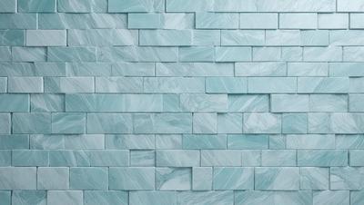 The primary subject of the image is a blue marble wall with a pattern of blue and white tiles. The setting is a bathroom, and the visual style is a photo. The dominant colors are blue and white, creating a calm and soothing atmosphere.