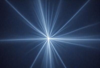 The primary subject of the image is a bright, colorful, and vibrant light source, which appears to be a star or a light bulb. The light source is surrounded by a blue background, giving the image a futuristic and space-like atmosphere. The visual style of the image is a combination of digital art and illustration, with the light source being the main focus of the composition. The colors and mood of the image are predominantly blue and energetic, creating a sense of excitement and wonder.