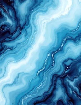 The primary subject of the image is a blue and white swirling pattern, which appears to be a digital art or illustration. The setting is a blue and white ocean, with a blue and white swirling pattern on the surface. The visual style is a combination of digital art and illustration, creating a unique and captivating image. The dominant colors are blue and white, giving the scene a calming and serene atmosphere.