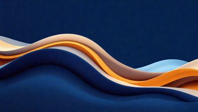The primary subject of the image is a blue and white wave, which is the main focus of the scene. The wave is depicted in a digital art style, giving it a modern and visually appealing appearance. The setting is a blue background, which complements the colors of the wave and adds to the overall mood of the image.