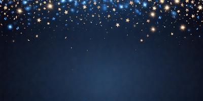 The primary subject of the image is a blue background with a pattern of stars. The setting is a dark background, and the visual style appears to be a digital art or illustration. The dominant colors are blue and gold, creating a calm and serene atmosphere.