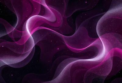 The primary subject of the image is a purple and pink swirling pattern, which appears to be a digital art or illustration. The setting is a dark, star-filled sky, creating a contrasting backdrop for the swirling pattern. The visual style is a combination of digital art and illustration, giving the image a unique and artistic appearance. The dominant colors in the image are purple and pink, which contribute to a calming and serene atmosphere.