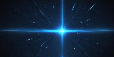 The primary subject of the image is a bright blue light, which appears to be a lightning bolt or a beam of light. The light is the main focus of the image, and it is set against a dark background. The visual style of the image is digital art, as it has a modern and futuristic appearance. The colors and mood of the image are predominantly blue, with a sense of energy and movement.