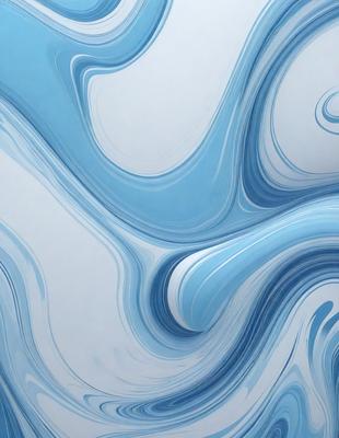 The primary subject of the image is a blue and white swirling pattern, which appears to be a digital art or illustration. The setting is a white background, and the visual style is a combination of digital art and illustration. The dominant colors in the image are blue and white, creating a calming and soothing atmosphere.