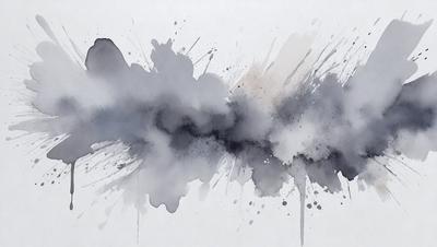 The primary subject of the image is a painting or drawing of a cloud. The setting is a white background, and the visual style appears to be a combination of digital art and illustration. The colors and mood of the image are predominantly gray and moody, with the cloud being the main focus of the artwork.