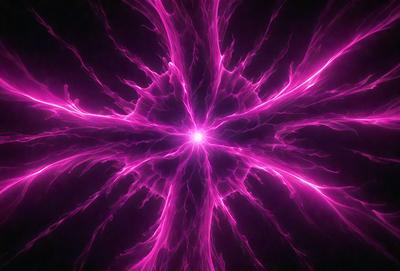 The primary subject of the image is a bright pink light, which appears to be a neon light or a purple light with a pink hue. The light is surrounded by a purple background, creating a visually striking scene. The visual style of the image is a close-up of the light, emphasizing its vibrant color and unique appearance. The colors and mood of the image are predominantly pink and purple, giving it a lively and energetic atmosphere.