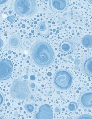 The primary subject of the image is a blue and white patterned surface, which appears to be a blue and white swirl pattern. The setting is a blue background, and the visual style is a combination of digital art and illustration. The dominant colors are blue and white, creating a calm and soothing atmosphere.