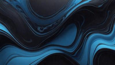 The primary subject of the image is a blue, swirling, and flowing pattern. The setting is a dark background, which contrasts with the vibrant blue color of the pattern. The visual style appears to be a digital art or illustration, as the swirls and flowing lines are intricately detailed. The dominant colors are blue and black, creating a sense of depth and movement in the artwork.