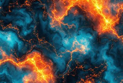 Primary subject: A blue and orange swirling pattern with streaks of yellow.

Setting/background: The pattern is set against a blue background.

Visual style: The image is a digital art piece.

Colors and mood: The dominant colors are blue, orange, and yellow, creating a vibrant and energetic atmosphere.