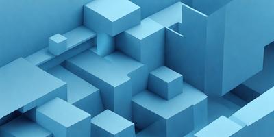 The primary subject of the image is a blue, three-dimensional structure, which appears to be a blue cube or a blue box. The setting is a blue background, which complements the blue structure. The visual style of the image is digital art, as it is a computer-generated or digitally created image. The dominant colors in the image are blue, which creates a calm and soothing atmosphere.