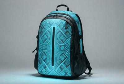 The primary subject of the image is a blue and black backpack. The backpack is placed on a white background, which creates a clean and minimalist appearance. The visual style of the image is a close-up of the backpack, showcasing its design and colors. The dominant colors in the image are blue and black, giving the backpack a modern and stylish look.