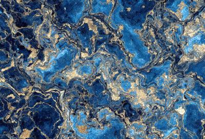 The primary subject of the image is a blue and gold marbled stone. The setting is a close-up of the marbled stone, showcasing its intricate patterns and textures. The visual style is a close-up of the marbled stone, which gives a sense of depth and detail. The colors and mood of the image are predominantly blue and gold, creating a sense of luxury and elegance.