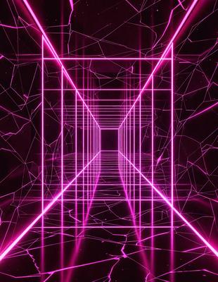 The primary subject of the image is a pink tunnel or passageway. The setting is a dark room with a pink background, creating a contrasting and visually striking scene. The visual style appears to be a combination of digital art and illustration, with the pink tunnel being the main focus. The colors and mood of the image are predominantly pink, giving it a warm and inviting atmosphere.