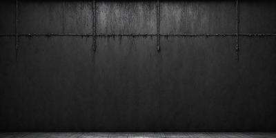 The primary subject of the image is a wall with a black background. The setting is a room with a metal wall, and the visual style is a black and white photo. The colors and mood of the image are dark and moody, creating a sense of mystery or intrigue.