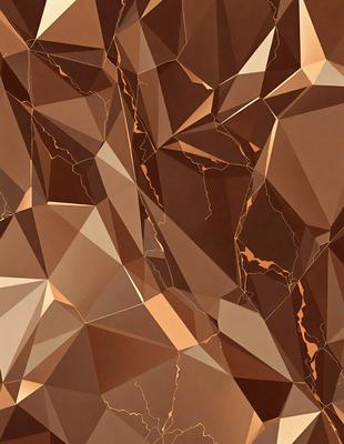 The primary subject of the image is a close-up of a brown and gold patterned wallpaper. The setting is a wall, and the visual style is a patterned texture. The dominant colors are brown and gold, creating a warm and earthy atmosphere.