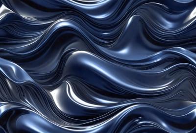 The primary subject of the image is a blue, swirling, and flowing pattern, which appears to be a digital art or illustration. The setting is a blue background, and the visual style is a combination of digital art and illustration. The dominant colors are blue and silver, creating a calm and soothing atmosphere.