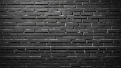 The primary subject of the image is a brick wall. The setting is a dark room, and the visual style is a black and white photo. The dominant colors are black and white, creating a moody atmosphere.