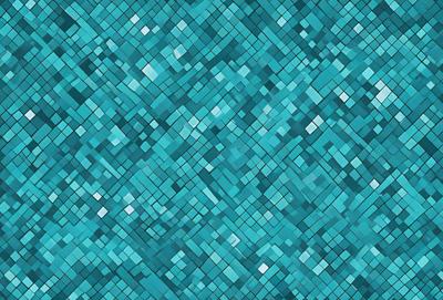 The primary subject of the image is a blue and white patterned surface, which appears to be a wallpaper or a textile. The setting is a room with a blue and white color scheme. The visual style is a combination of digital art and illustration, creating a unique and eye-catching design. The dominant colors are blue and white, giving the scene a calm and soothing atmosphere.