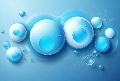 The primary subject of the image is a collection of blue bubbles, which are floating in a blue background. The setting appears to be a digital art or illustration, as the bubbles are arranged in a visually appealing manner. The visual style is modern and vibrant, with the blue color and bubbles creating a lively and energetic atmosphere.