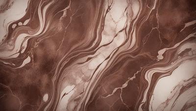 The primary subject of the image is a marble wall with a brown and white pattern. The setting is a room with a brown and white marble floor. The visual style is a close-up of the marble wall, showcasing its intricate design. The colors and mood of the image are warm and earthy, with the brown and white marble creating a natural and elegant atmosphere.