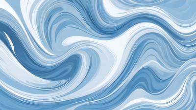 The primary subject of the image is a blue and white ocean wave. The setting is the ocean, with the wave being the main focus of the image. The visual style is a digital art or illustration, as the wave is depicted in a detailed and artistic manner. The dominant colors are blue and white, creating a serene and calming atmosphere.