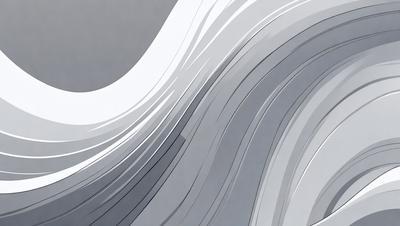 The primary subject of the image is a large, curved, and wavy structure, possibly a sculpture or a piece of art. The setting is a gray background, which contrasts with the artwork. The visual style appears to be a combination of digital art and illustration, creating a unique and intriguing appearance. The colors and mood of the image are predominantly gray, giving it a calm and serene atmosphere.
