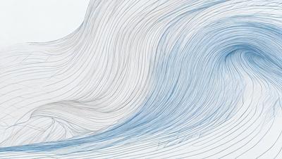The primary subject of the image is a large wave, which is depicted in a blue and white color scheme. The wave is the main focus of the image, and it is set against a white background. The visual style of the image is a combination of digital art and illustration, creating a dynamic and engaging scene. The overall atmosphere of the image is one of energy and movement, as the wave appears to be crashing down.