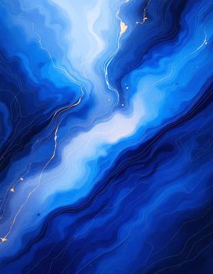 The primary subject of the image is a blue and gold swirl pattern. The setting is a blue background, and the visual style appears to be a digital art or illustration. The dominant colors are blue and gold, creating a sense of depth and movement in the swirl pattern.