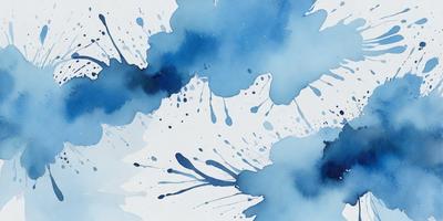 The primary subject of the image is a painting of a blue ocean with white clouds. The setting is a white background, and the visual style is a watercolor painting. The dominant colors are blue and white, creating a serene and calming atmosphere.