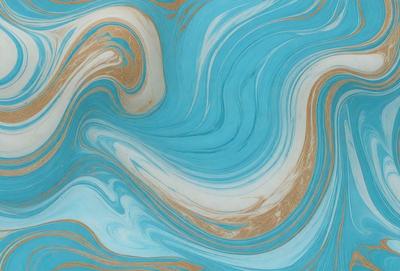 The primary subject of the image is a blue and white swirling pattern, which appears to be a painting or a digital artwork. The setting is a blue background, and the visual style is a combination of photo and digital art. The dominant colors are blue and white, creating a calming and soothing atmosphere.
