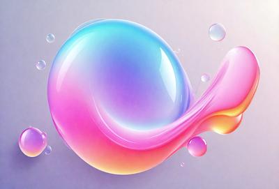 The primary subject of the image is a pink and blue bubble, which is the main object, scene, or focus of the image. The setting or background features a white surface, which provides a clean and minimalistic backdrop for the bubble. The visual style of the image is digital art, as it is a computer-generated or digitally created illustration. The dominant colors in the image are pink and blue, creating a warm and vibrant atmosphere.
