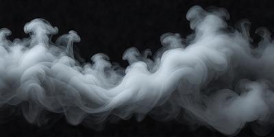 The primary subject of the image is a cloud of smoke, which is the main object, scene, or focus of the image. The setting is a dark background, which contrasts with the smoke. The visual style is a black and white photo, giving the image a classic and timeless appearance. The colors and mood are dominated by the smoke, which creates a dramatic and mysterious atmosphere.
