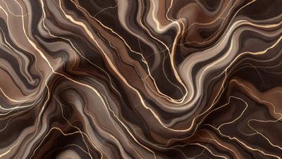 The primary subject of the image is a close-up of a marble surface with a pattern of swirls and stripes. The setting is a natural environment, possibly a stone or rock formation. The visual style is a close-up of the marble, showcasing its intricate patterns. The colors and mood of the image are predominantly brown and earthy, giving it a natural and organic feel.