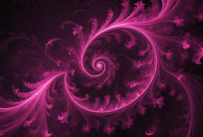 The primary subject of the image is a swirling, pink, and purple pattern. The setting is a dark background, which contrasts with the vibrant colors of the pattern. The visual style appears to be a combination of digital art and illustration, creating a unique and eye-catching design. The dominant colors in the image are pink and purple, giving the pattern a lively and energetic atmosphere.