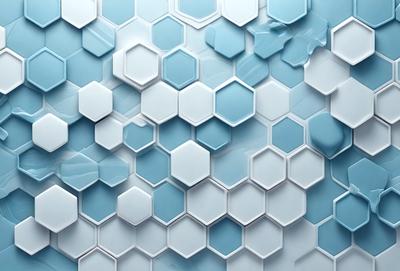 The primary subject of the image is a blue and white patterned wall. The setting is a room with a blue and white tiled wall, which serves as the background. The visual style is a combination of digital art and illustration, creating a unique and eye-catching pattern. The dominant colors are blue and white, giving the wall a clean and modern appearance.