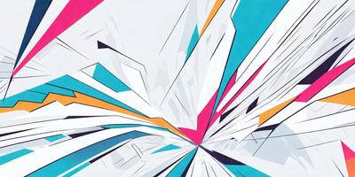 The primary subject of the image is a colorful, abstract artwork featuring a mix of blue, pink, and white colors. The setting is a white background, which provides a clean and minimalist appearance. The visual style is a combination of digital art and illustration, creating a unique and eye-catching design. The overall atmosphere is vibrant and energetic, with the colors and patterns creating a sense of movement and dynamism.