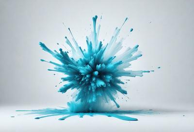 The primary subject of the image is a blue and white splash of paint, which appears to be a digital art or illustration. The setting is a white background, and the visual style suggests a modern and creative approach to art. The dominant colors in the image are blue and white, creating a sense of movement and energy. The overall atmosphere of the image is dynamic and engaging, capturing the viewer's attention with its vibrant colors and artistic expression.
