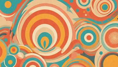 The primary subject of the image is a colorful, abstract design featuring a yellow circle with a flame-like shape in the center. The setting is a colorful, patterned background that complements the vibrant colors of the main subject. The visual style is a combination of digital art and illustration, creating a unique and eye-catching design. The dominant colors are yellow, orange, and red, giving the image a warm and lively atmosphere.